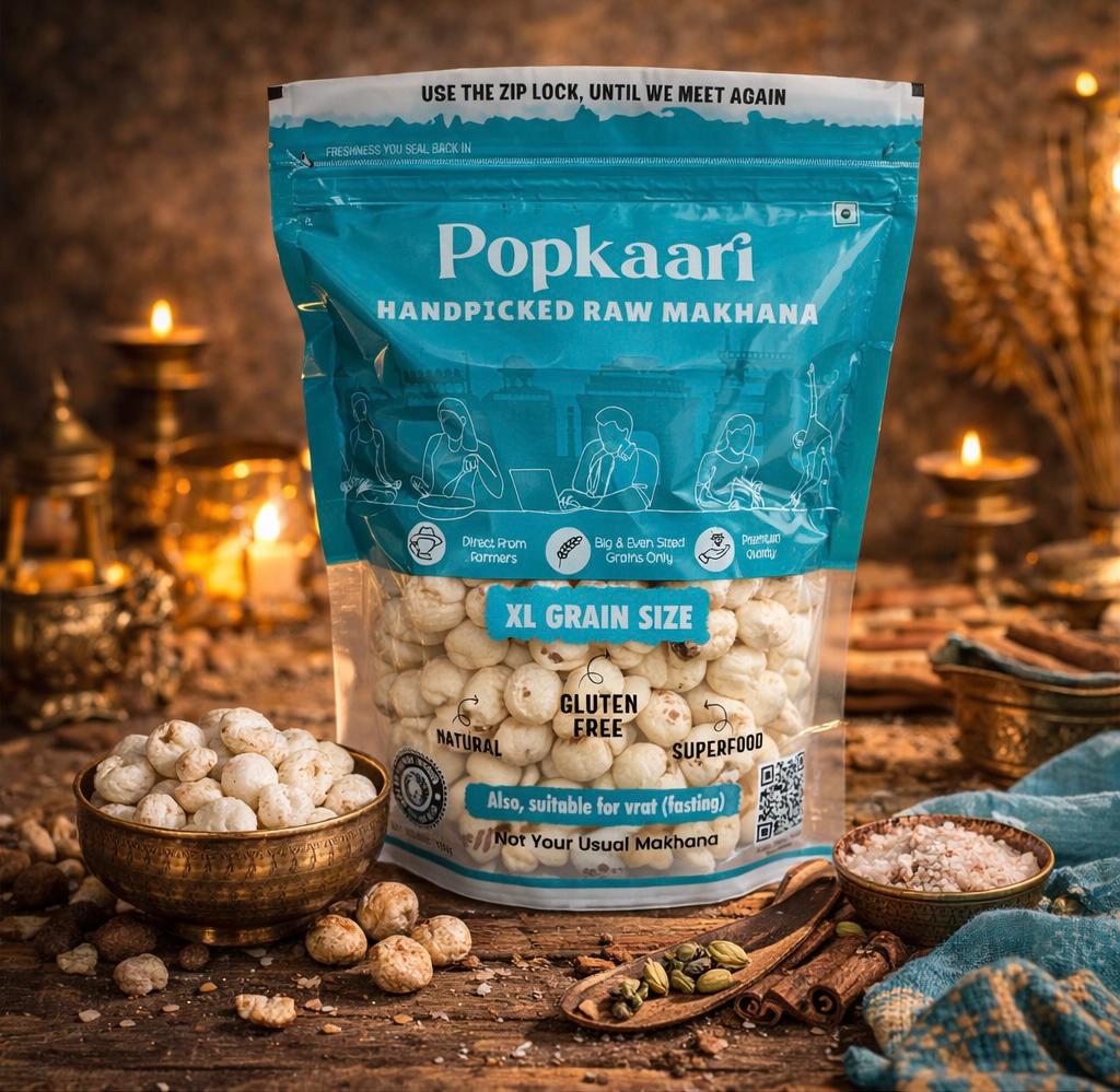 Raw makhana in a bowl